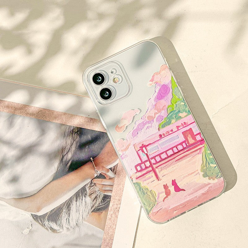 Soft Silicone Two Cat Design Mobile Phone Case For iPhone