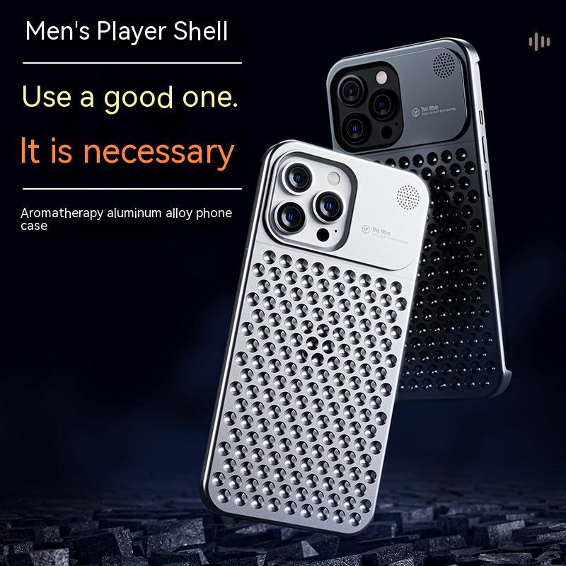 Aluminum Alloy Mobile Phone Case With Hollow Heat Dissipation Anti-fall Full Body Shockproof Made For iPhone