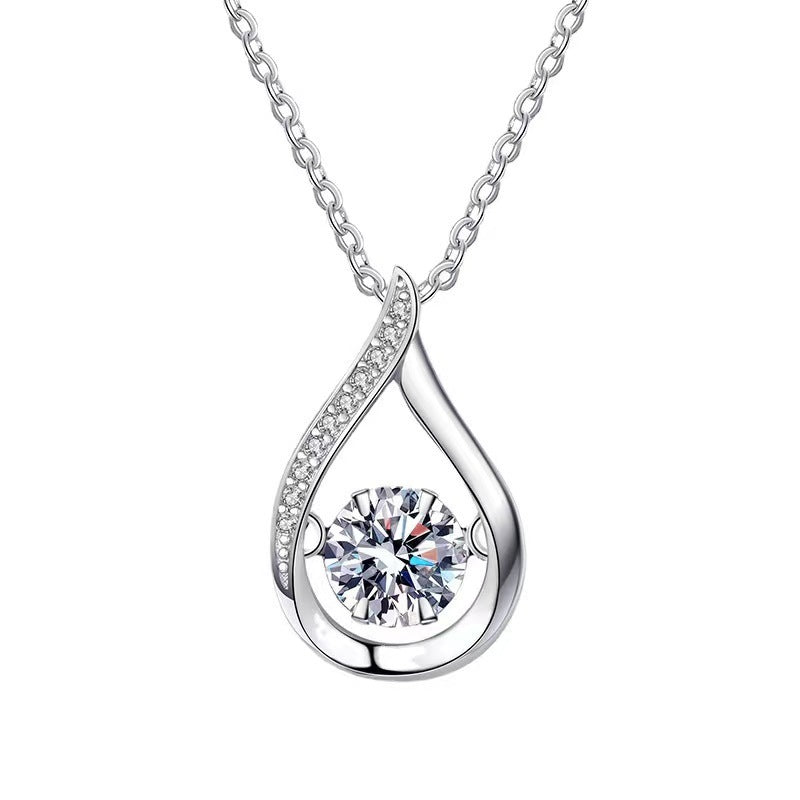Silver Drop-shaped Pendant Necklace