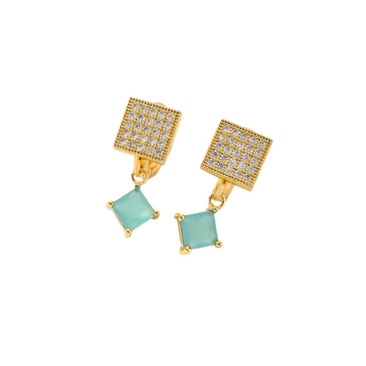 Square Design Fashion Zircon Earrings In Various Colors