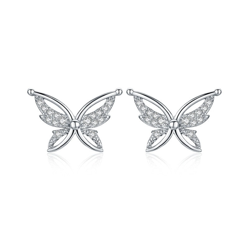 Full Rhinestone Zircon Butterfly Stud Earrings