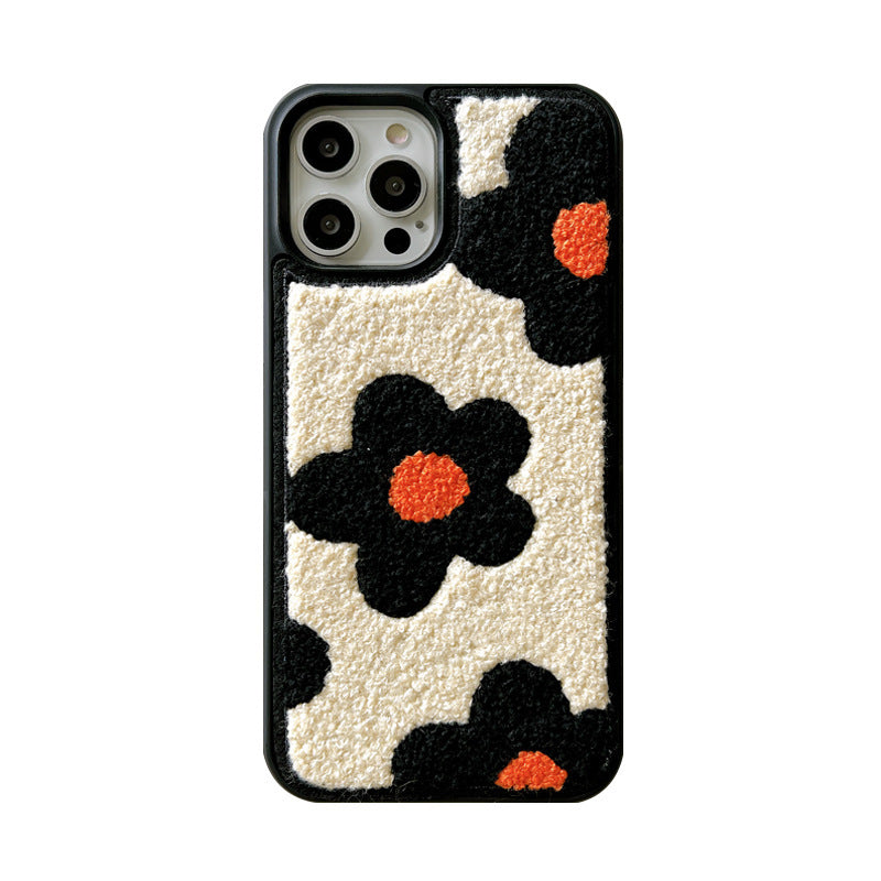 Plush Flowers Autumn And Winter Mobile Phone Case For iPhone