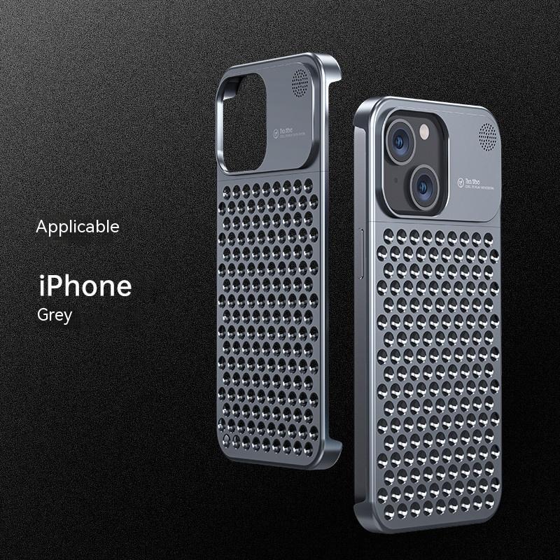 Aluminum Alloy Mobile Phone Case With Hollow Heat Dissipation Anti-fall Full Body Shockproof Made For iPhone