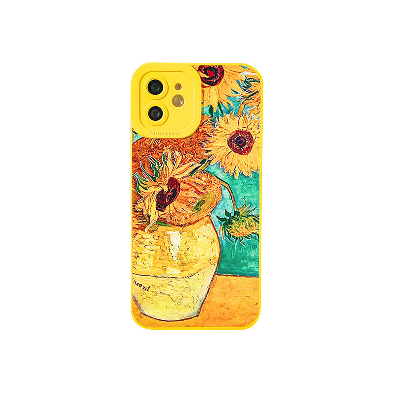 Sunflower Painting Design Silicone Phone Case For iPhone